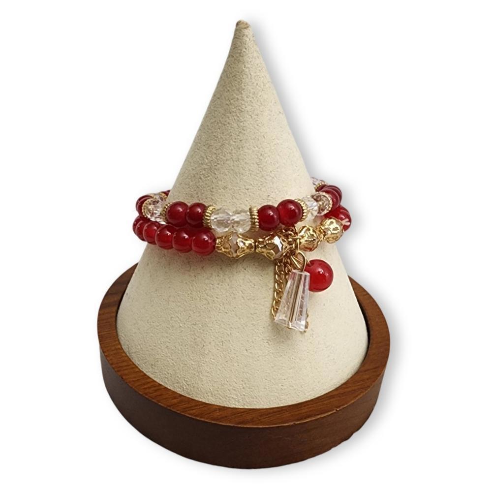 Red/Gold Crystal Beaded Stackable Bracelets - image 1